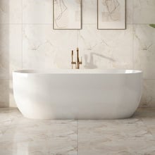 Esme Gloss White Acrylic Back to Wall Bath with Overflow